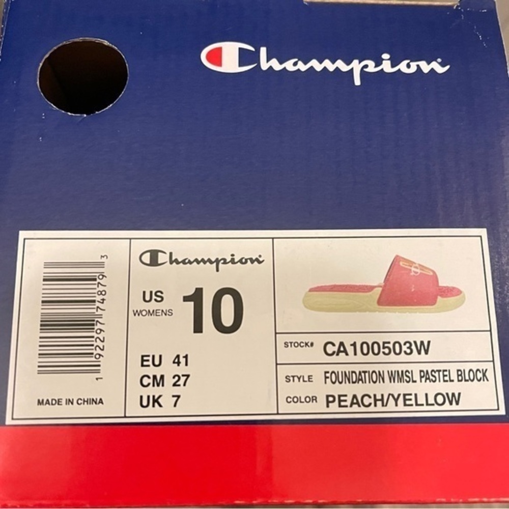 Champion Foundation Women's Slide Sandals Peach Yellow Size 10 Beach Vaca NEW‎ - Picture 3 of 9